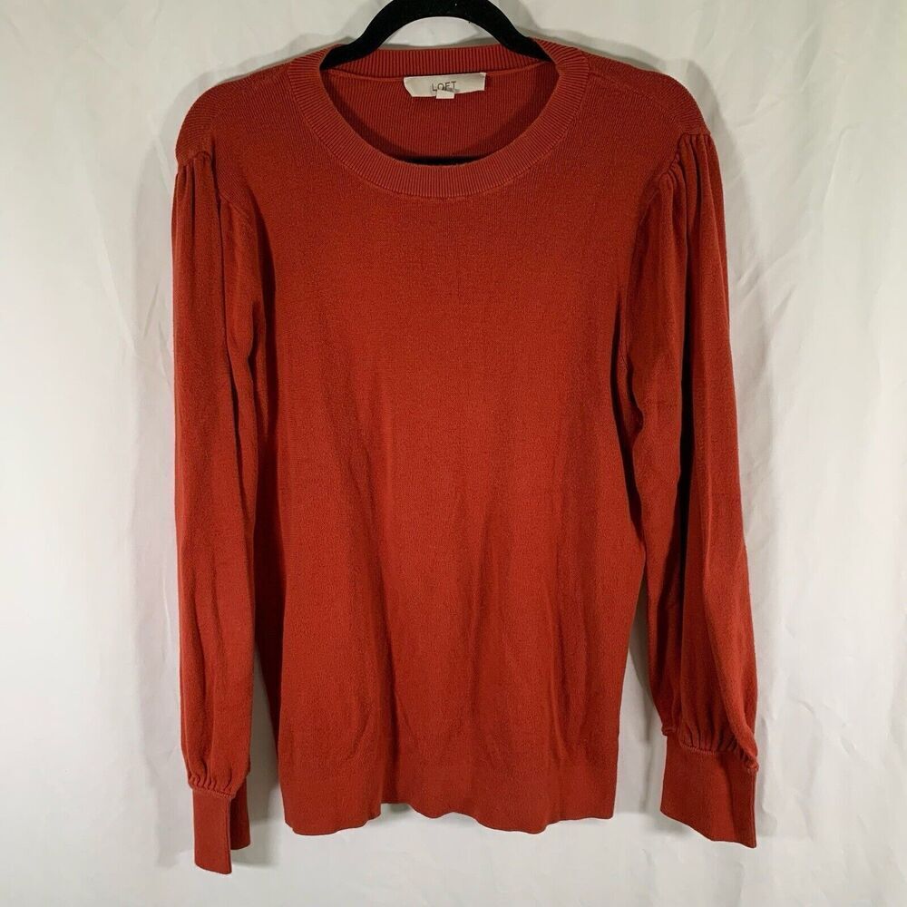 LOFT Sweater Women's XL Orange Lightweight Long Sleeve Crew Neck Pullover